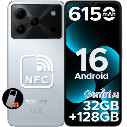 DOOGEE Note56 Pro Android 16 Gemini AI "battery 6150 mAh 32 Go RAM (4 + 28) 128 Go ROM Support Widevine L1
