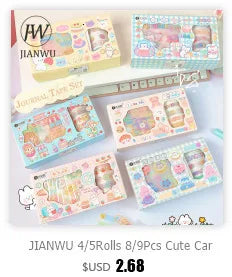 JIANWU 8pcs/set Retro Solid Color Basic Decoration Washi Tape Set DIY Scrapbook Cute Sticker Kawaii Masking Tape School Supplies