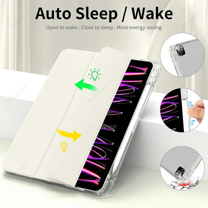 With Pencil Holder Case for iPad A16 A19 12th 11th 2026 Air11 13 Air8 M4 M3 M2 Pro11 12.9 13 M4 M5 Air4 5 10 9 8 7 9.7 10.2 10.5