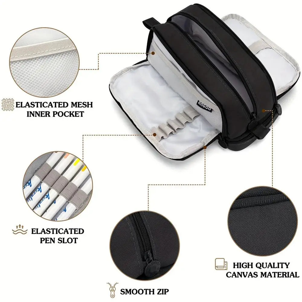Macaron Color Large Capacity Pencil Case Multi Layer Compartments Eco Friendly Material Zipper Closure for School Storage Bag