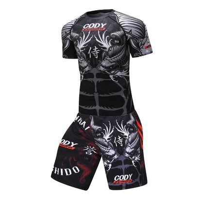 New Men Sports Jiu Jitsu BJJ Suit Gym Fitness Compression Clothes Running Jogging Sport Wear Exercise Workout Rashguard Tights