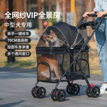 Medium and Large Dog Multi-functional Pet Cart Outdoor Travel Large Walking Dog Cart Portable and Foldable