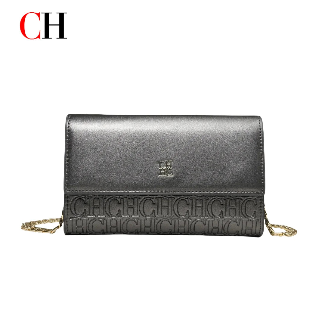 CH Women Crossbody Bag Splicing Letter Print Metal Chain Shoulder Purse PU Leather Flap Small Ladies Evening Clutch Handbag Gift