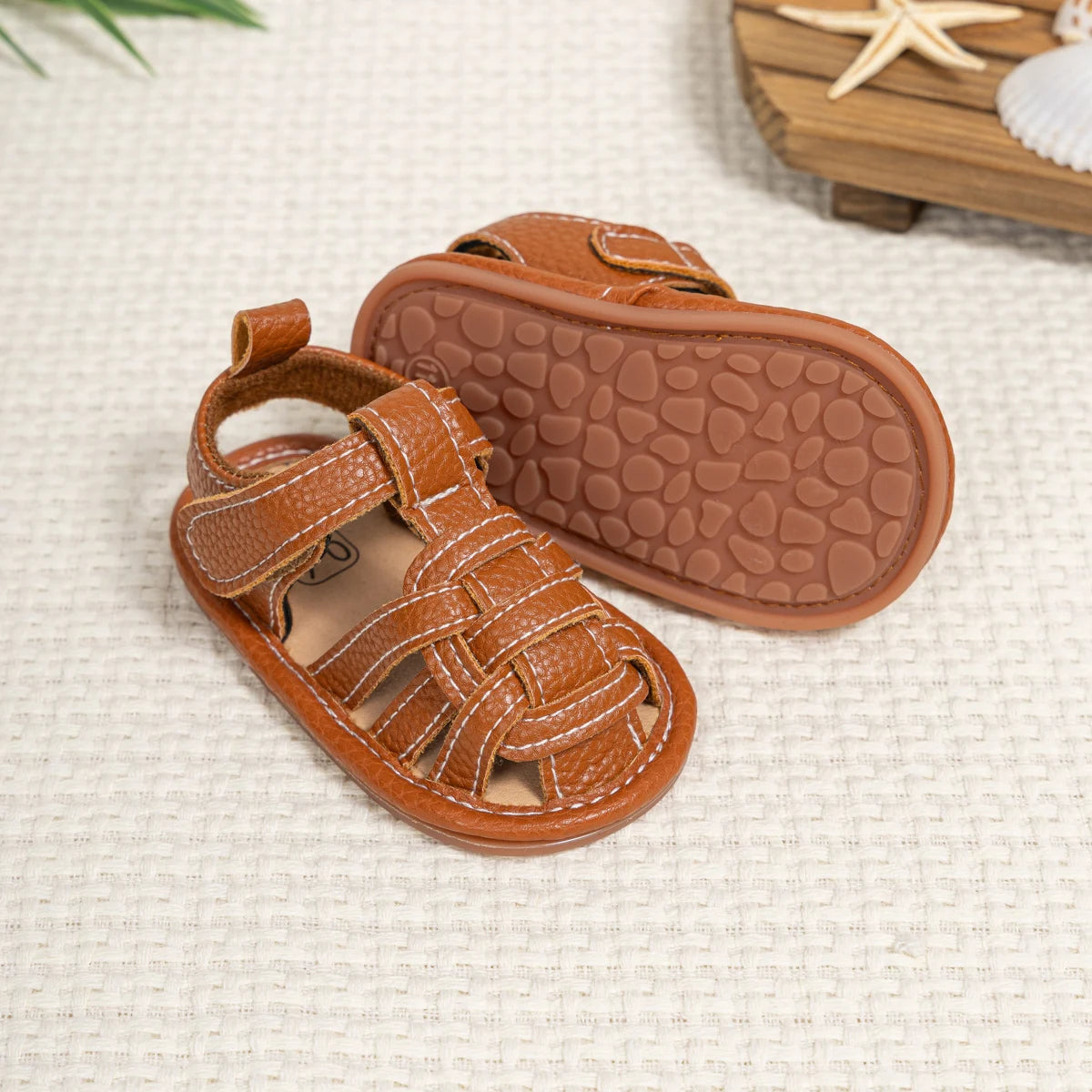 Summer Retro Unisex Baby Beach Sandals Wrap Toe Breathable Anti-slip Wear-resistance Braided Sandals Baby Toddler Shoes