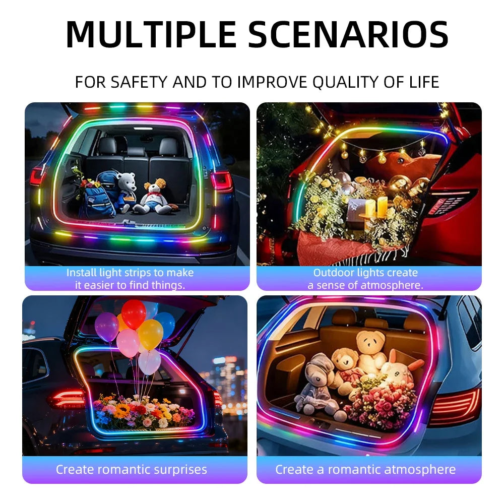 New car universal trunk and trunk lights with colorful lighting APP control LED ambient light RGB decorative light