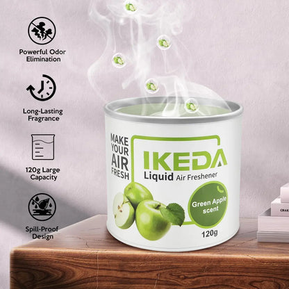 IKEDA 120g Green Apple Scent Liquid Air Freshener, Long Lasting Fruity Fragrance, Powerful Odor Eliminator for Car Home Office,