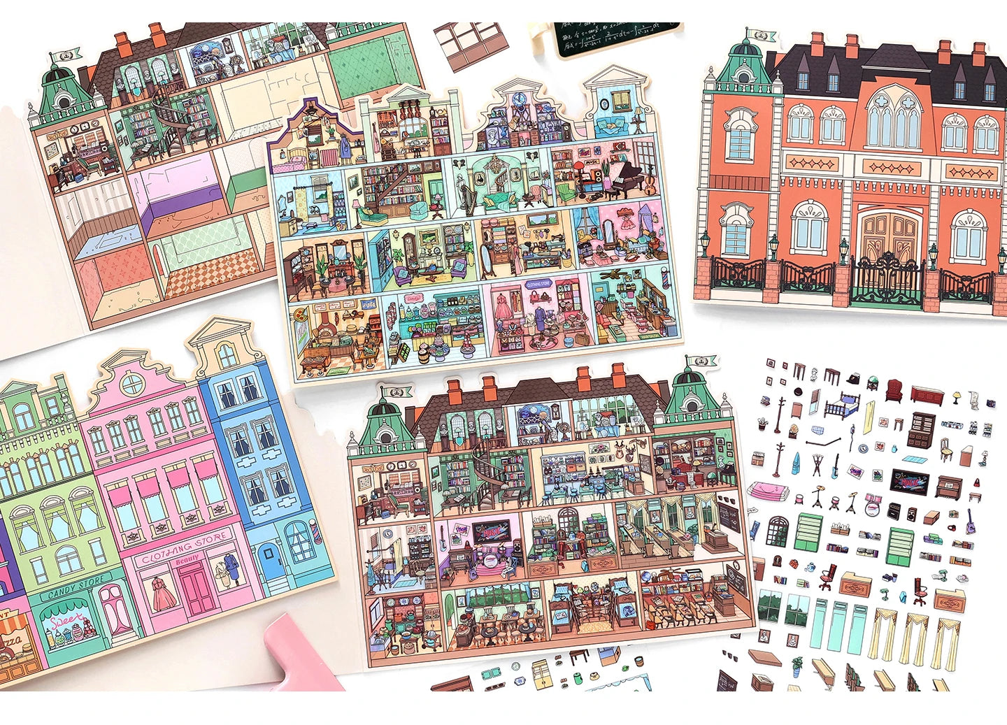 Kawaii College of Fine Arts 3D Candy Apartment Landscape Sticker  DIY Pocket Cabin Scene festival gift