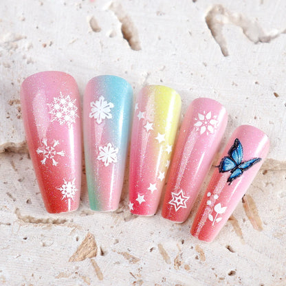 30 Sheets Christmas Nail Art Stickers Self Adhesive 3D White Snowflake Nail Decals Xmas Nail Supplies Christmas Manicure Sliders
