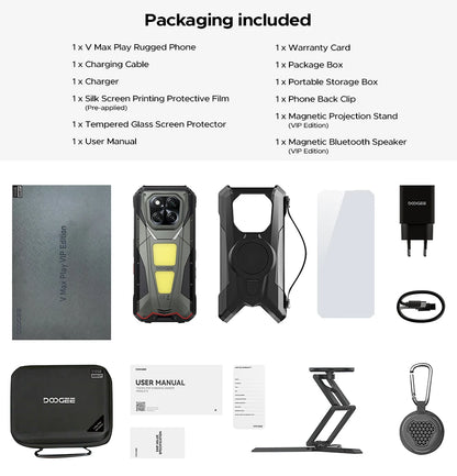 World Premiere DOOGEE V Max Play 5G Projector Rugged Phone 20500mAh Dual Camping Lights Dimensity 7300 16GB+512GB NFC Smartphone