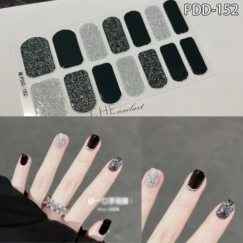 1PC Gel Nail Sticker Patch Slider Flower Gradient Color Back Glue Full Cover Waterproof Gel Nail Sticker UV Lamp Curing Manicur