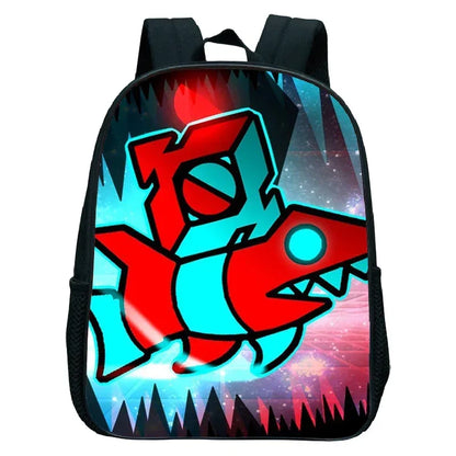 16 Inch Angry Geometry Dash Backpack Boys Girls Bookbag Cartoon Game Kids Kindergarten School Bags Toddler Childcare Backpack