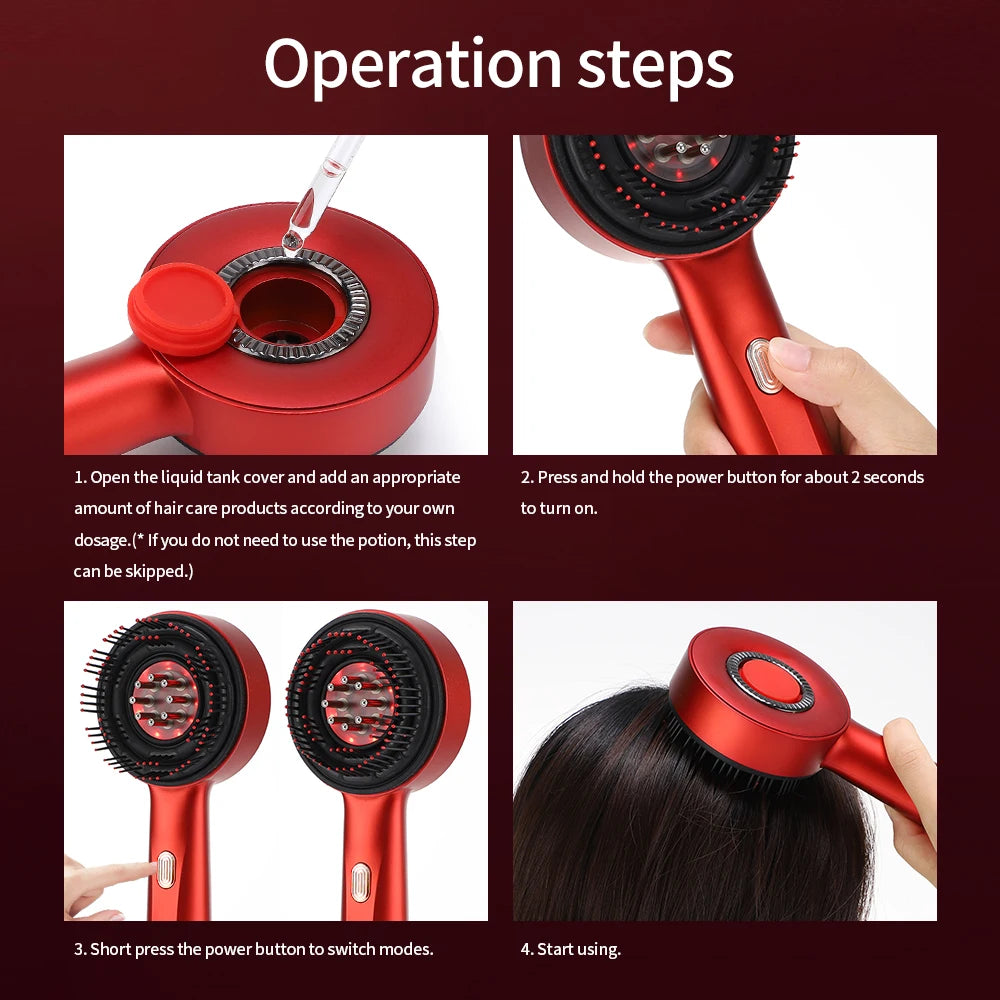 Electric Head Massage Comb Vibration Red Light Therapy Hair Growth Massage Scalp Brush Anti Hair Loss Liquid Oil Applicator