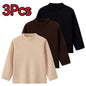 1/3/4 Pcs Children's Mid-collar Bottoming Shirt in Autumn And Winter Solid Color Joker Girls' Long sleeve T-shirt Boys' Casual S