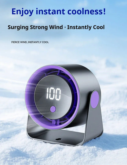 Desktop Fan 180degree Rotation Low-noise Silent Fan LED Display Large-capacity Home Mini Desktop Wall-mounted Fan 1800mAh