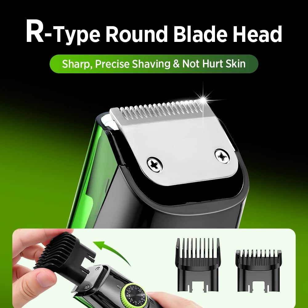 Cordless Men Beard Trimmer Rechargeable Electric Shaver Vacuum Hair Clipper For Mustache Sideburns Waterproof Shaving Machine