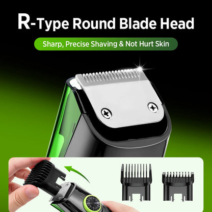 Cordless Men Beard Trimmer Rechargeable Electric Shaver Vacuum Hair Clipper For Mustache Sideburns Waterproof Shaving Machine