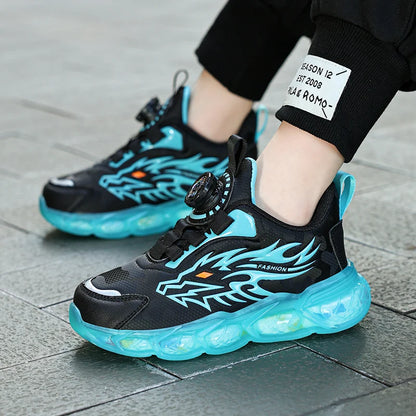 New Anti-skid Leather Kids Sneakers for Boys Running  Walking Lightweight Casual Shoes With Fashion Dragon Pattern Size 28-39