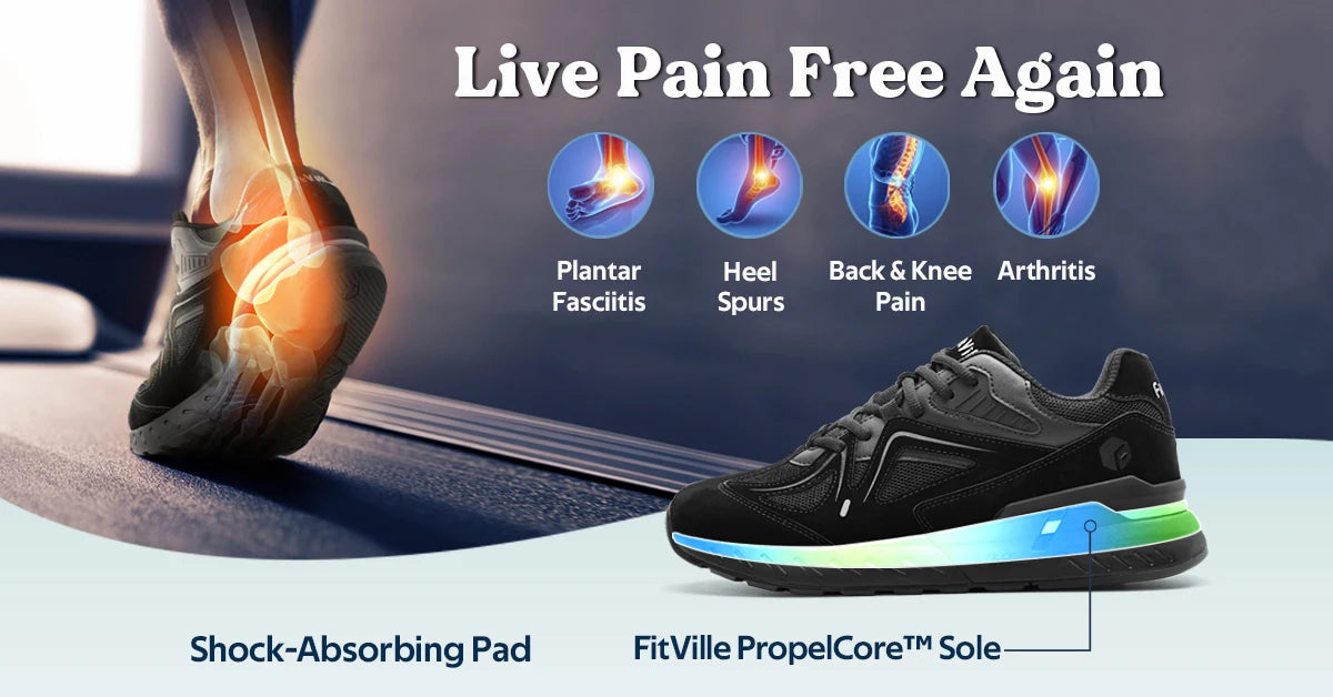 FitVille Men's Extra Wide Orthopedic Walking Shoes, Arch Support Lightweight Non Slip Running Sneakers, Pain Relief Footwear for Flat Feet, Plantar Fasciitis & Severe Heel Pain