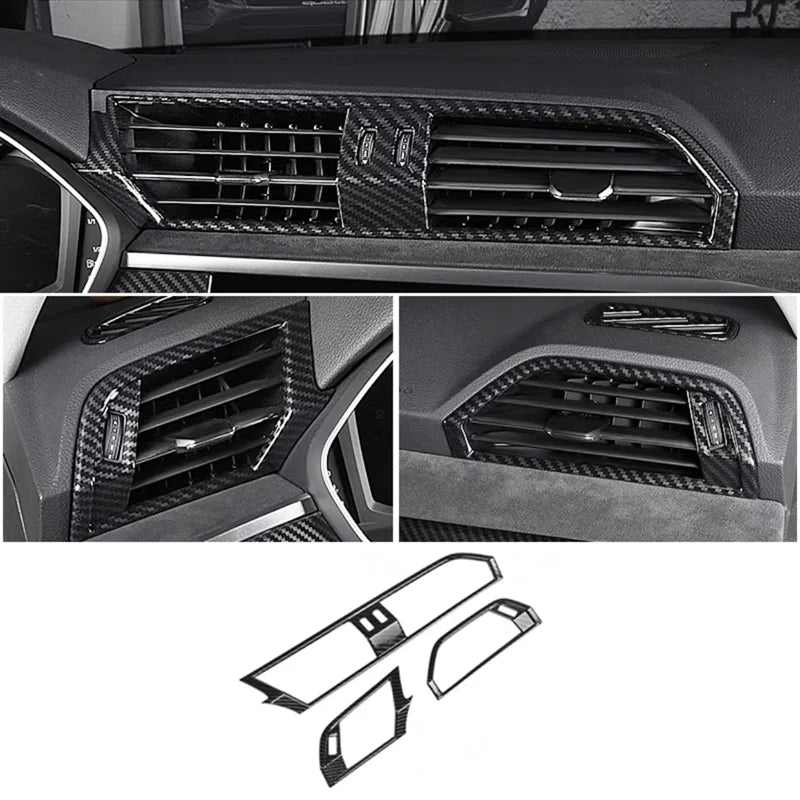 FOR Audi Q3 2019 -2022 Car Carbon fiber style Console Gear Shift Frame Cover Trim Interior accessories  Auto Integral interior