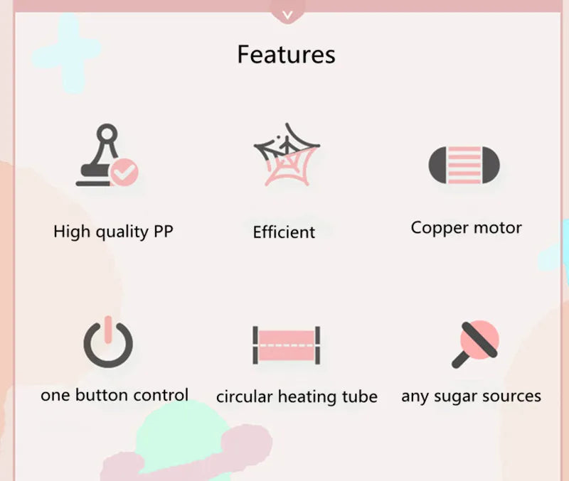 Cotton Candy Machine for Kids DIY Portable with Large Food Grade Splash-Proof Plate Efficient Heating Hard & Sugar Free
