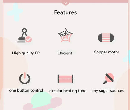 Cotton Candy Machine for Kids DIY Portable with Large Food Grade Splash-Proof Plate Efficient Heating Hard & Sugar Free
