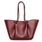 PG Women Pebbled Leather Tote Bag Large Capacity Fashion Shoulder Top Handle Handbag Elegant Daily Work