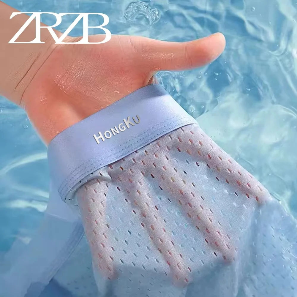 Brand Boxers Man Summer Thin Ice Silk Breathable Men Underpants Soft Touch Men's Briefs 3D Cutting U Pouch Design Underwear Man