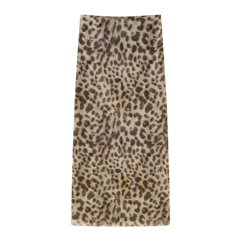 HXAO Leopard Long Skirts Women's 2024 Spring Summer Autumn Elegant Party Printed Skirts Ladies Fashion Casual Office Midi Skirts
