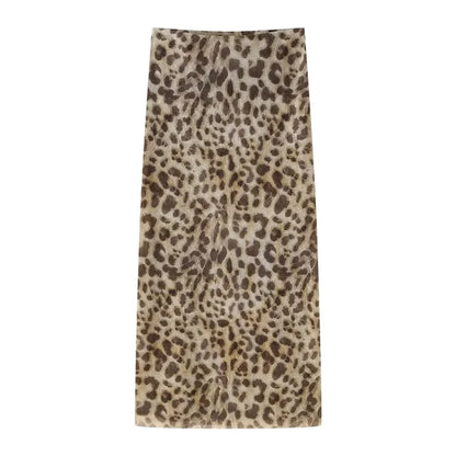 HXAO Leopard Long Skirts Women's 2024 Spring Summer Autumn Elegant Party Printed Skirts Ladies Fashion Casual Office Midi Skirts