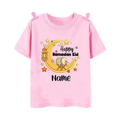 Personalized Eid Mubarak Printed Kids Shirts Custom Name Eid Ramadan Child T-shirt Tops Islamic Muslim Holiday Boys Girls Outfit