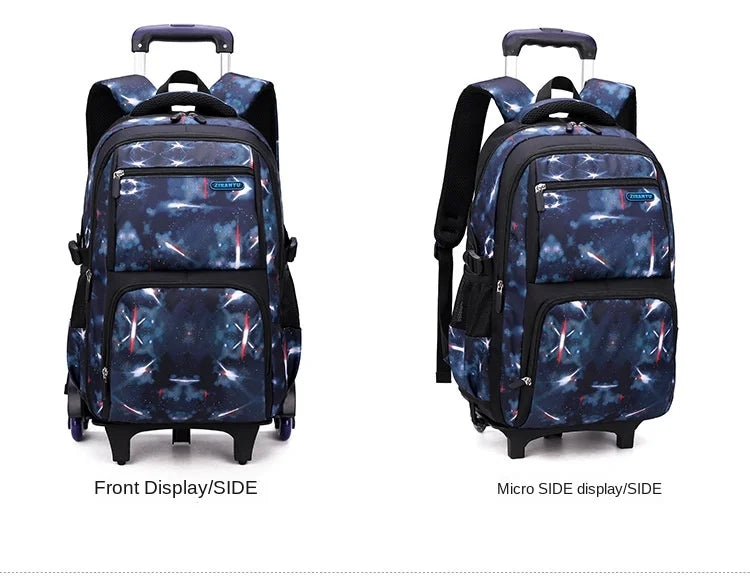 School Bag Kids Rolling Backpack for Boy Wheeled Backpack School Bag With Wheels Trolley Bookbag Carry on Luggage with Lunch Bag