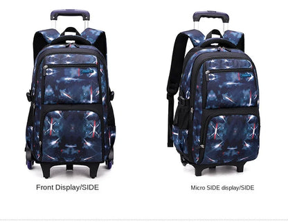 School Bag Kids Rolling Backpack for Boy Wheeled Backpack School Bag With Wheels Trolley Bookbag Carry on Luggage with Lunch Bag