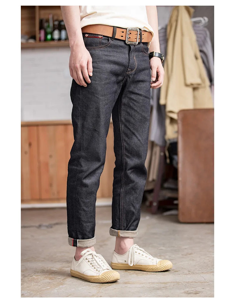 Maden Retro 11.6oz Cotton Selvedge Raw Denim Jeans Tapered Regular Fit Jeans with Zipper Fly High Quality Versatile Men's Pants