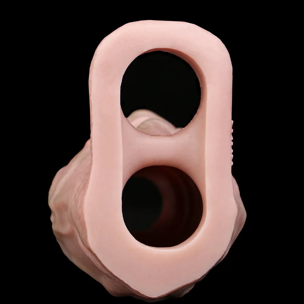 FAAK Silicone Penis Sleeve Ring Realistic Hollow Dildo Size S M Dildo Sheath Delay Ejaculating Cock Enlarger Sex Toys For Men