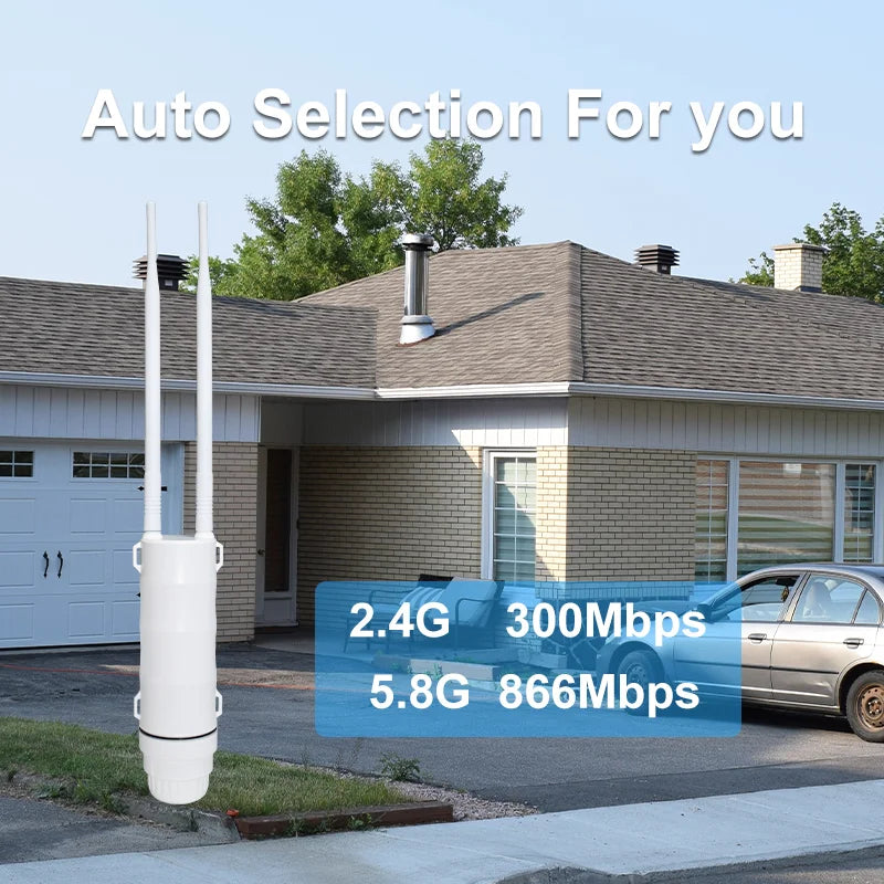 KuWFi AC1200 Outdoor CPE Router 1200Mbps 2.4G 5G Dual Band Wireless Wi-Fi Gigabit RJ45 Port Detachable Antennas 48V POE Repeater