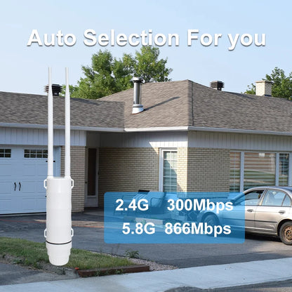 KuWFi AC1200 Outdoor CPE Router 1200Mbps 2.4G 5G Dual Band Wireless Wi-Fi Gigabit RJ45 Port Detachable Antennas 48V POE Repeater
