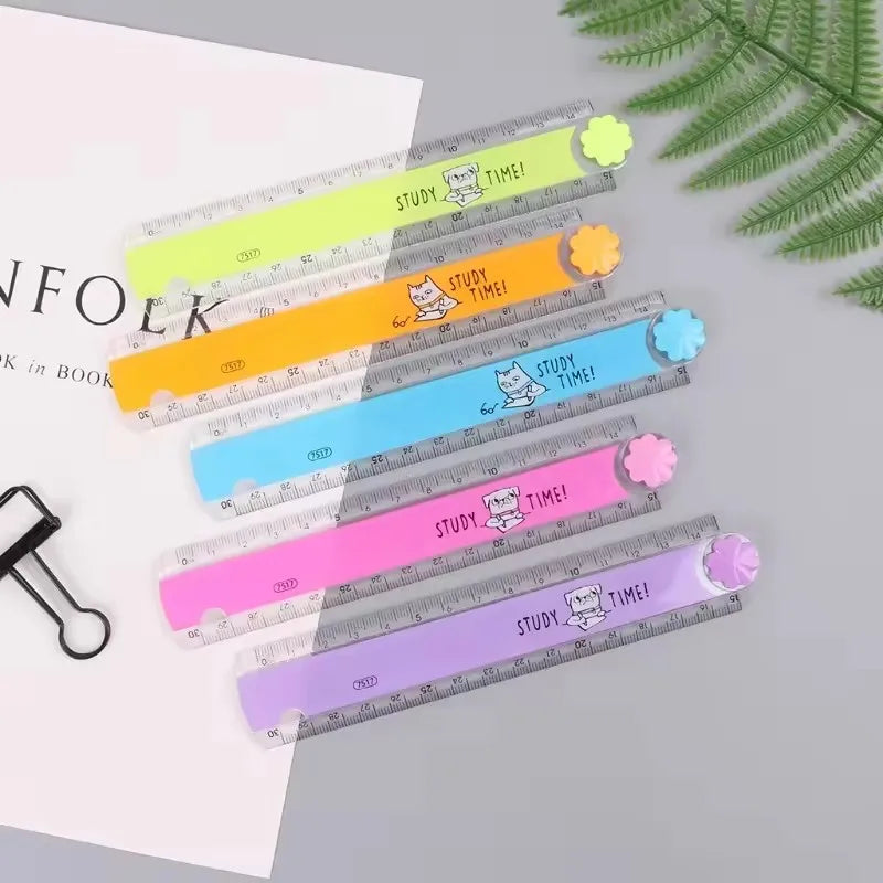 30cm Each One Color Folding Diy Drawing Ruler Students Do Exercises Office Drawings And Measuring Tapes