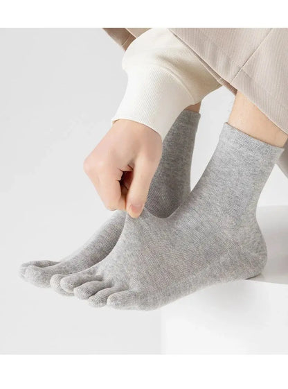 5Pairs Five Fingers Toe Socks Breathable Cotton Unisex Sports Running Sweat Absorbent Antibacterial Ankle Crew