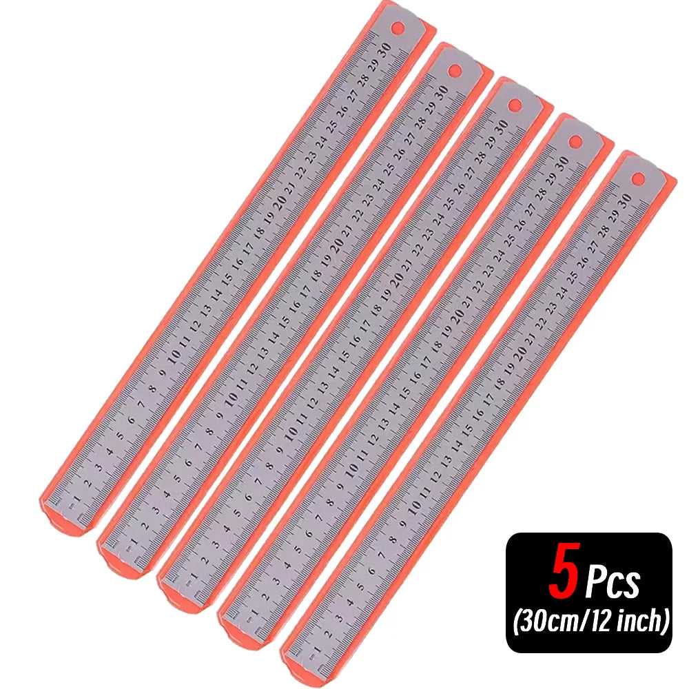 10P 15-30cm Stainless Steel Metal Straight Ruler Precision Double Sided Precision Measuring Tool Scale Metric Ruler Accessories