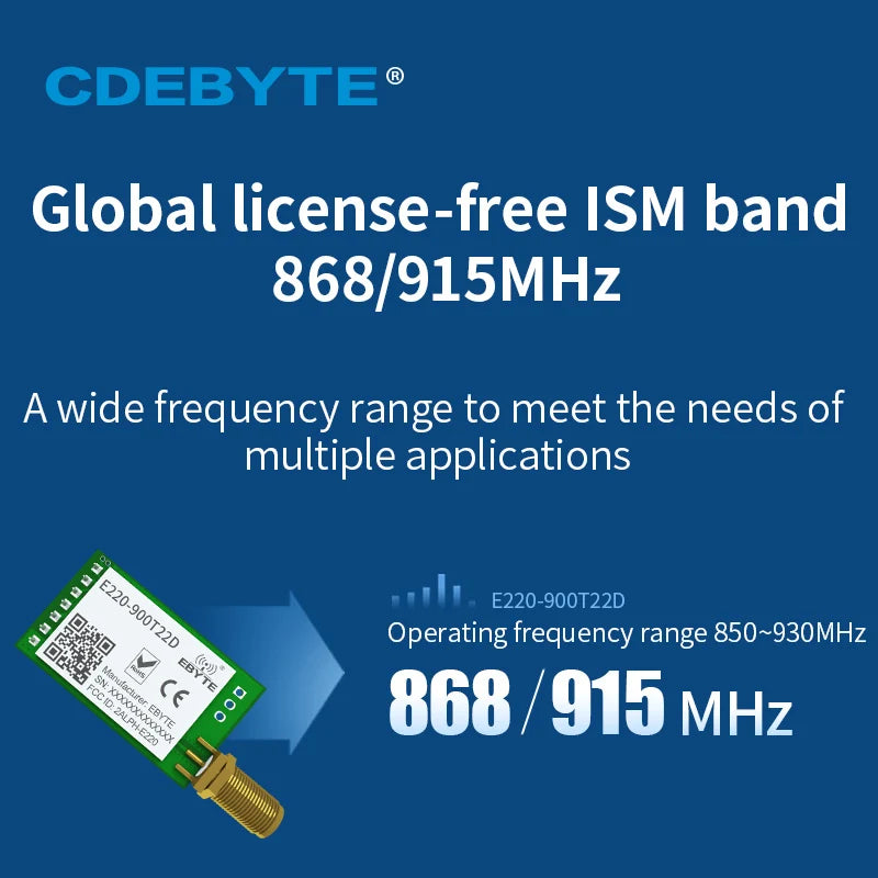 LoRa 868MHz 915MHz LLCC68 Wireless Module 22dBm Long Range 5km CDEBYTE E220-900T22D SMA-K UART RSSI Transmitter Receiver DIP