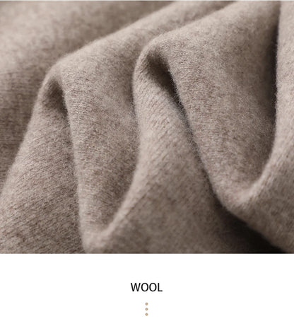 Men's 100% Merino Wool Thickened Sweater Polo Collar Business Zippered Cardigan Autumn Winter New Cashmere Jacket Knitted Top