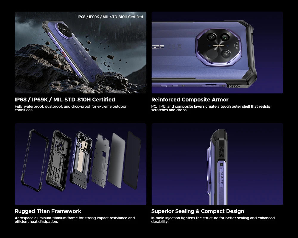 World Premiere DOOGEE S300 Plus Thermal 5G Rugged Phone Thermal Imaging 12GB 1TB 6.78'' Screen 11000mAh Android 16 Mobile Phone