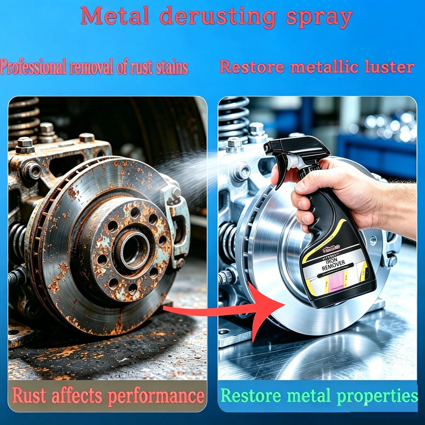 HS68-Car Rust Remover Quick Remover  Exhaust Pipe Rust Removal Spray Cleaning Metal Iron Powder Old Cars To New