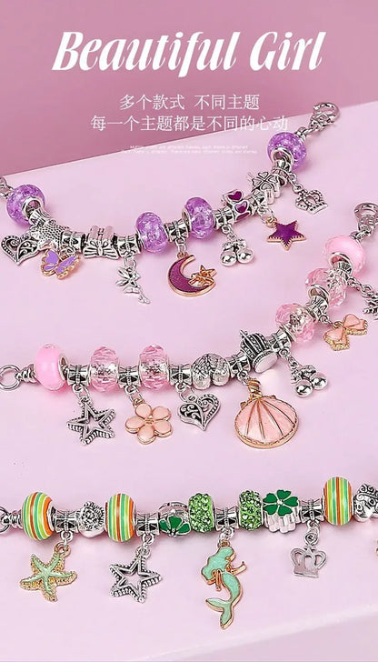 Diy Jewelry Making Kit Toys DIY Beaded Bracelet Set with Storage Box for Girls Gift Acrylic European Large Hole Beads Handmade