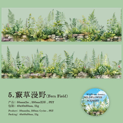 50mm*2m Plant flower landscape PET Tapes Creativity Scrapbooking Hand Account Adhesive hand made Diy Junk Journal Craft Supplies