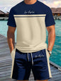 2026 Summer New Arrival Men's Letter Print Short-Sleeve T-Shirt Stylish Mens Shorts Set Vacation Beach Casual T-Shirt Summer Top