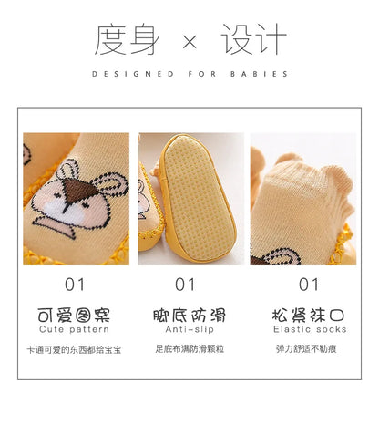 Baby Socks Shoes Infant Cute Cartoon Kids Boy Shoes Soft Rubber Sole Child Floor Sneaker BeBe Booties Toddler Girls First Walker