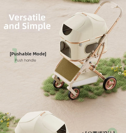 Wholesale Small Lightweight Oxford Aluminum Alloy Foldable Pet Stroller Detachable Dog Cat Travel Cart Portable Pushchair Puppy