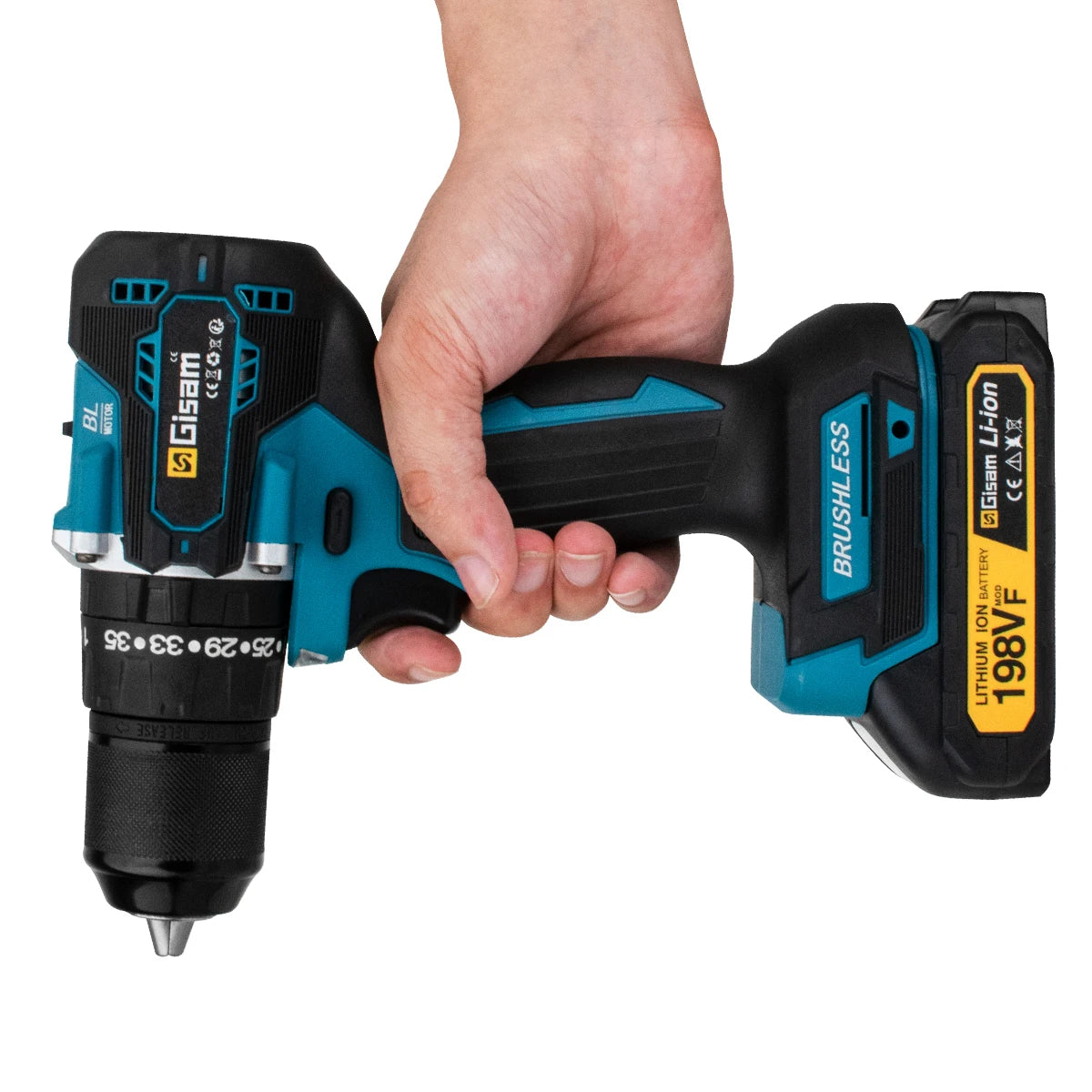 GIsam 13mm Electric Drill Brushless Impact Screwdriver Dual Speed 35+3 Torque Cordless Power Tool for Makita 18V Battery Pins