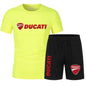 DUCATI Men's Summer Clothing Sets Short Sleeve T-Shirt Sports Shorts Motorcycle Theme Jogging Beachwear Regular outdoor jogging